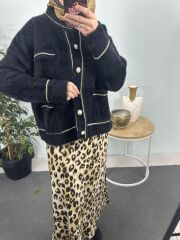 Saten leopar desen etek