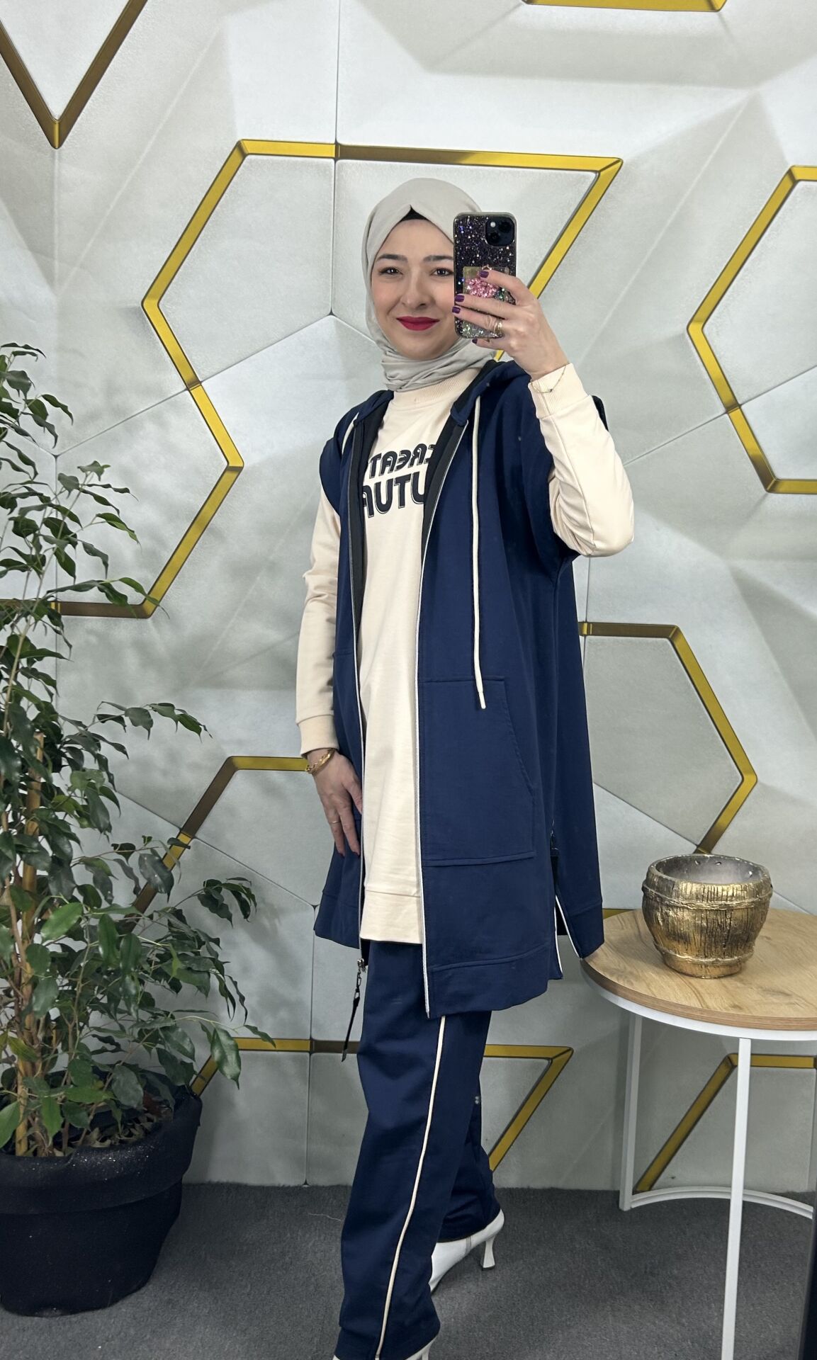 Tesettür yelek pantolon takım